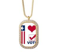 no/no I Love Democratic Vote Election collana pendente diamante cristallo gioielli d'oro