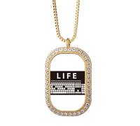 no/no Lack Life - Collana con ciondolo a forma di tastiera, in cristallo, colore: oro