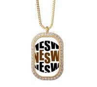 no/no Local Direction - Collana con ciondolo a forma di bussola, stile art déco, con diamanti e