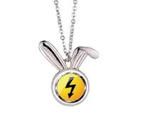 no/no Logo Sfondo Giallo Elettricità Coniglio Pericoloso Collana Ciondolo Bunny Animal Gioielli Regalo