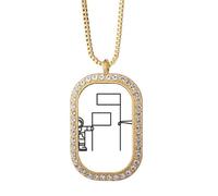 no/no Lunar Landing Occupy - Collana con ciondolo a forma di bandiera con diamanti e cristalli, gioiello dorato