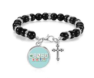 no/no Mahjong - Braccialetto con perline digitali diritto, stile boho, per uomo e donna