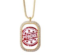 no/no Marchio di approvazione del sigillo Art Deco moda collana pendente diamante cristallo gioielli d'oro