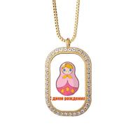 no/no Matrioska russa bella collana di compleanno ciondolo diamante cristallo gioielli d'oro