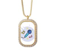 no/no microph discant sing collana pendente diamante cristallo gioielli d'oro