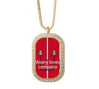 no/no Misery Loves Company - Collana con ciondolo a forma di diamante e cristalli dorati, stile art déco