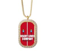 no/no Misery Loves Company - Collana con ciondolo a forma di diamante e cristalli dorati, stile art déco