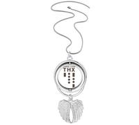 no/no Morse Code - Collana con ciondolo a forma di ali d'angelo, con scritta "Thank you", Medio