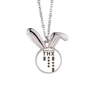 no/no Morse Code - Collana con ciondolo a forma di coniglietto con scritta "Thank you Dot-Line", idea regalo