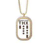 no/no Morse Code - Collana con ciondolo a forma di punto di ringraziamento, in cristallo dorato