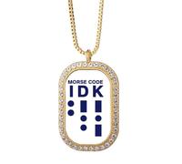 no/no Morse Code Know Dot-line Expression collana ciondolo diamante cristallo gioielli d'oro