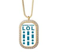 no/no Morse Code Laughter Line Expressions collana ciondolo diamante cristallo gioielli d'oro