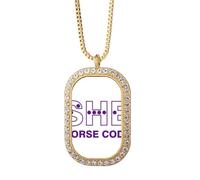 no/no Morse Code She Dot-line Expression collana ciondolo diamante cristallo gioielli d'oro