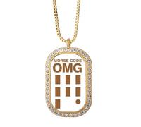 no/no Morse Code Skyline Expression collana ciondolo diamante cristallo dorato gioielli