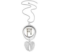 no/no Morse Code Way - Collana con ciondolo a forma di ali d'angelo, stile art déco, con, Medio
