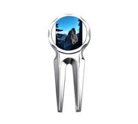 no/no Mountain Peaks Pine Trees Golf Divot Tool Golf Ball Marker Strumento di riparazione
