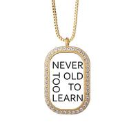 no/no Never Too Old Too Learn Art Deco Fashion Collana con ciondolo in cristallo di diamante dorato