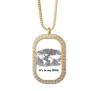 no/no Outline World Gene Map Collana Ciondolo Diamante Cristallo Oro Gioielli