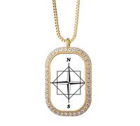 no/no Pointer Direction - Collana con ciondolo a forma di bussola, con cristalli e