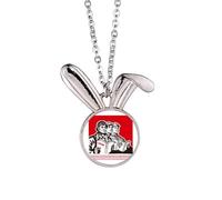 no/no Porcellana Red Educational Propaganda Produzione Coniglio Collana Ciondolo Bunny Animal Jewelry Gift