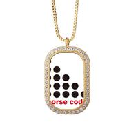 no/no Punto-punto rappresentazione Morse Code collana ciondolo diamante cristallo gioielli d'oro