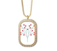 no/no Red Cherry Fruit Trees Art Deco Fashion collana pendente diamante cristallo gioielli d'oro