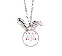 no/no Red Cherry Fruit Trees Art Deco Fashion Coniglio Collana Ciondolo Bunny Animal Gioielli Regalo