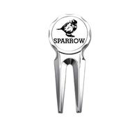 no/no Sparrows Birds Animals Food Black White Golf Divot Tool Golf Marker Strumento di riparazione