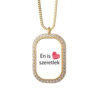 no/no Ungherese I Love You testo design Script collana pendente diamante cristallo gioielli d'oro