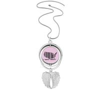 no/no US Map Outline Codice a barre Art Deco Fashion Ciondolo Angelo ali Rotanti Gioielli Collana, Medio
