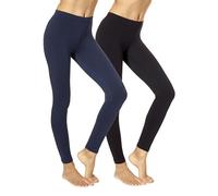 No Nonsense Leggings in Cotone da Donna, Nero/Twilight - Confezione da 2 Paia, M