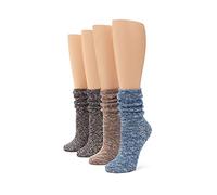 No Nonsense Marl Slub Slouch Boot Sock, confezione da 4 paia Marl Slub Slouch Boot Sock, confezione da 4 paia, Black/Black/Brown/Blue, 4-10