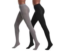 No Nonsense Super-Opaque Control-Top Tights Collant, 90 den, Nero/Acciaio, M (Pacco da 2) Donna