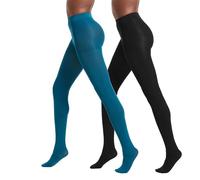 No Nonsense Super-Opaque Control-Top Tights Collant, 90 den, Nero/Galassia, M (Pacco da 2) Donna