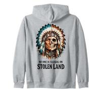No One is Illegal on Stolen Land - Native American Roots Felpa con Cappuccio