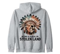 No One is Illegal on Stolen Land - Native American Roots Felpa con Cappuccio
