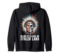 No One is Illegal on Stolen Land - Native American Roots Felpa con Cappuccio
