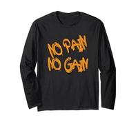 No Pain No Gain - Bold Orange Graffiti Style Maglia a Manica