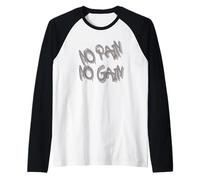 No Pain No Gain - Bold Orange Graffiti Style Maglia con Maniche Raglan