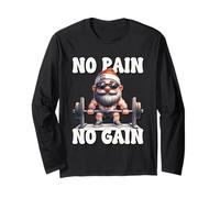 No Pain No Gain Fitness Gnome Love Weightlifting Training Maglia a Manica