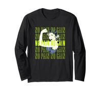 No Pain No Gain Fun Workout with Flexing Woman Maglia a Manica