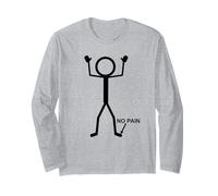 No Pain Only At Little Toe Stick Figure Divertente Invecchiamento Umorismo Maglia a Manica