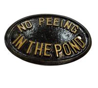 No Pipì IN Stagno Placca Gnomo Insegna con Oro Sollevato Lettere 12.7cm x 8.9cm