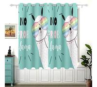 No Prob Llama Alpaca - Tenda oscurante per cameretta dei bambini, con occhielli, per la cameretta dei bambini, per finestre corte, 137 x 55 cm, 2 pannelli