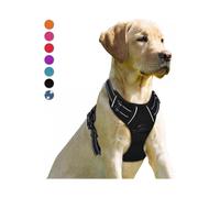 No Pull Dog Harness Front Clip Heavy Duty Reflective Easy Control Handle for Large Dog Walking(Black,L) Black Large(Chest:24.5-32.5")