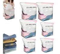 No Pump 3D Vacuum Storage Bags, Extra Large Vacuum Storage Bags for Clothes & Duvets, Press & Seal Roll-Up Compression Bags for Travel, Thickened Reusable Space Saver Bags (6PCS,M+L)