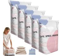 No-Pump 3D Vacuum Storage Bags - Press & Seal, Thickened Non Suction Vertical Compression Bag, Extra Large Storage, Reusable Vacuum Pack Bags for Clothes Duvet Travel and Home (5Pcs-L)