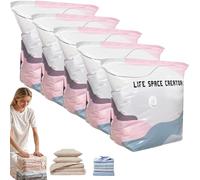 No-Pump 3D Vacuum Storage Bags - Press & Seal, Thickened Non Suction Vertical Compression Bag, Extra Large Storage, Reusable Vacuum Pack Bags for Clothes Duvet Travel and Home (5Pcs-M)
