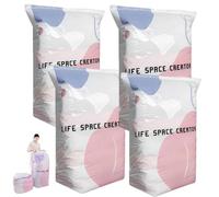No Pump 3d Vacuum Storage Bags, Vacuum Pack Bags for Clothes 3-Sec Fast Compression, Pump Free Vacuum Storage Bag 3d, Vacuums Pack Bag for Clothes, Duvet Travel and Home (B 4PCS)