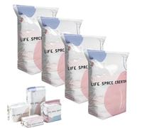 No Pump Vacuum Storage Bags, Large Capacity 3D Compression Storage Bags, Press & Seal Space Saver Bags for Clothes, Comforters, Blankets, Bedding, Travel and Home Organization (L*4)